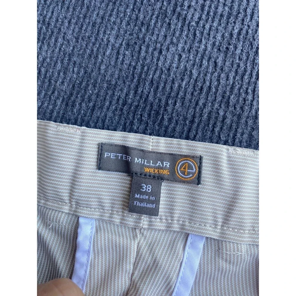 Peter Millar Wicking Shorts Mens 38 Beige Featherweight Golf Chino Lined
